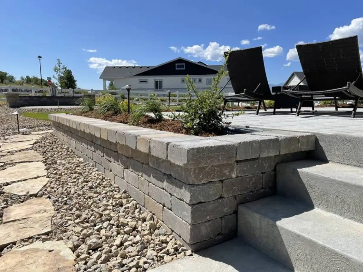 Retaining wall and patio edge for Cedar Ridge Outdoor Living