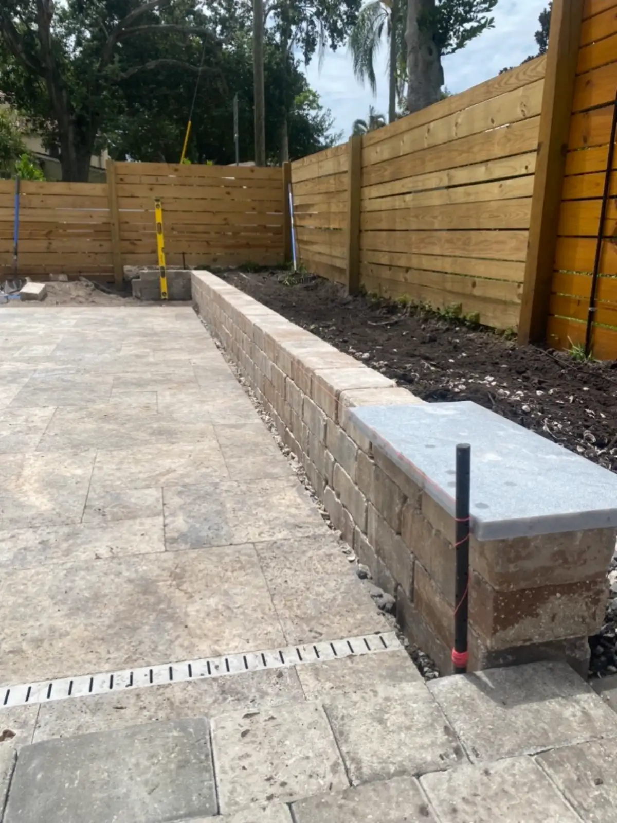 Retaining wall installation detail for Cedar Ridge Outdoor Living